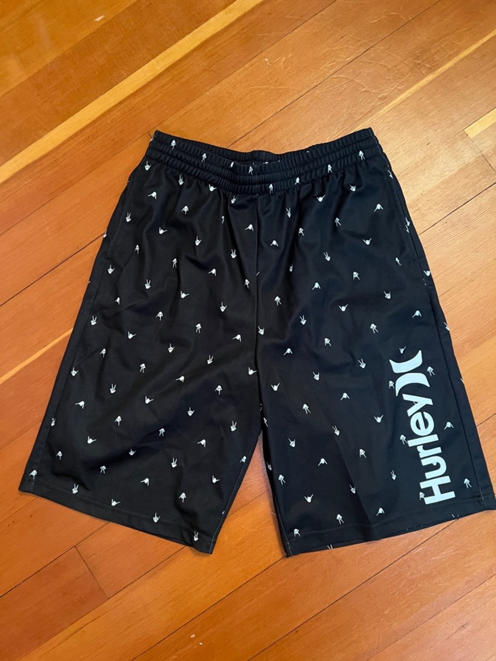 Hurley Black Swim Shorts with White Palm Motif
